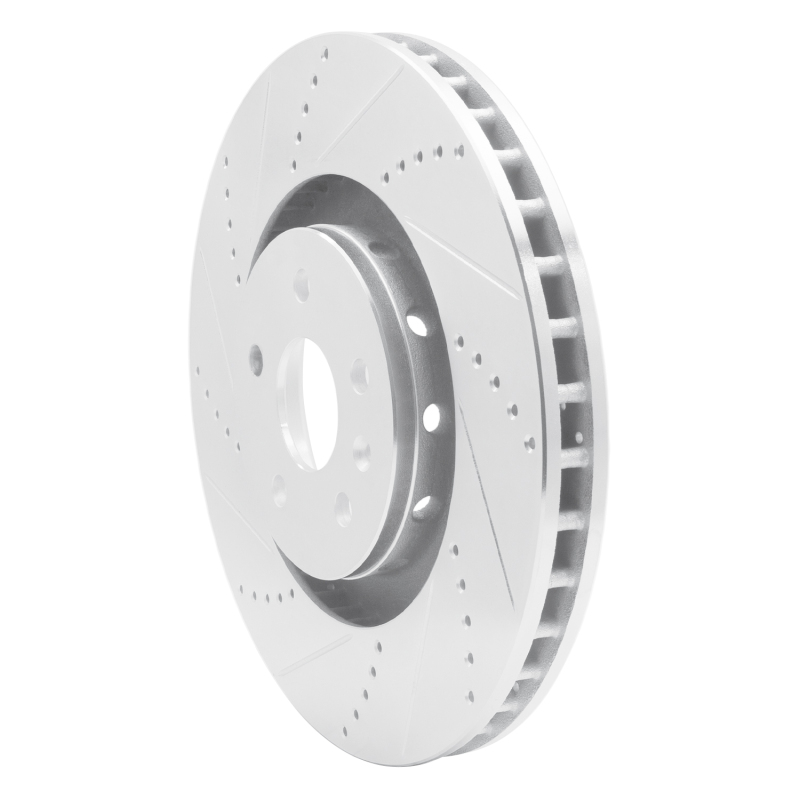 Cadillac CTS Brake Rotor (1) - Front Left - R1 Concepts - Drilled & Slotted - Silver - `09-`15